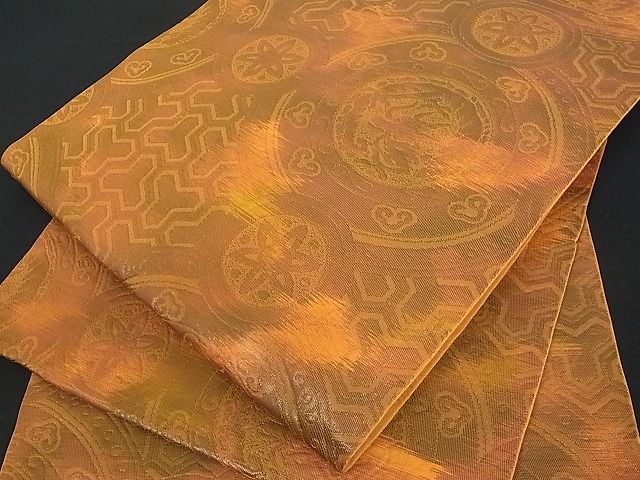 平和屋着物■六通柄 本袋帯 吉祥花丸文 逸品 ud0105