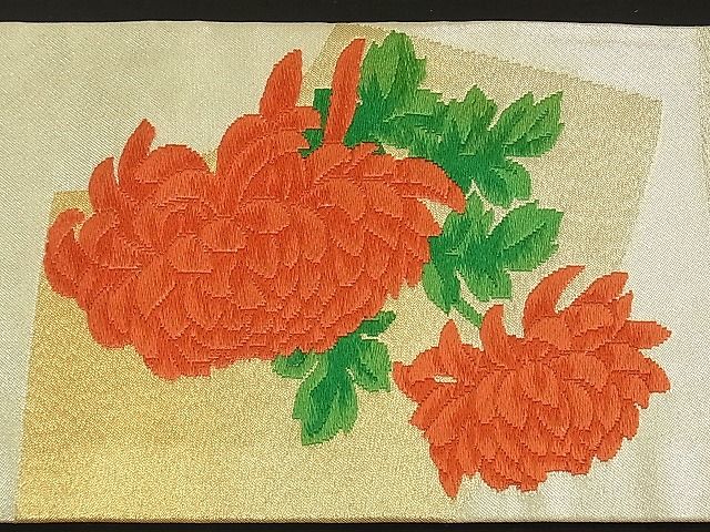 平和屋着物■九寸名古屋帯 唐織 扇面草花文 金銀糸 逸品 ud0252