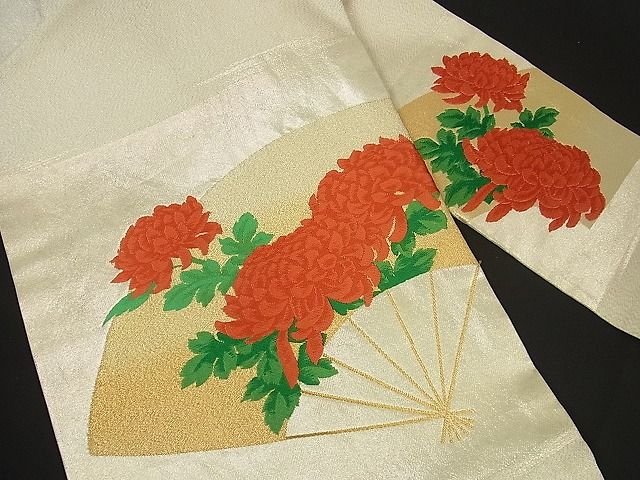 平和屋着物■九寸名古屋帯 唐織 扇面草花文 金銀糸 逸品 ud0252