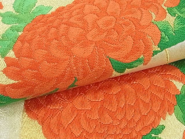 平和屋着物■九寸名古屋帯 唐織 扇面草花文 金銀糸 逸品 ud0252