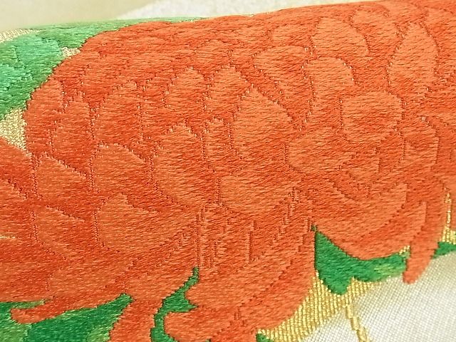 平和屋着物■九寸名古屋帯 唐織 扇面草花文 金銀糸 逸品 ud0252
