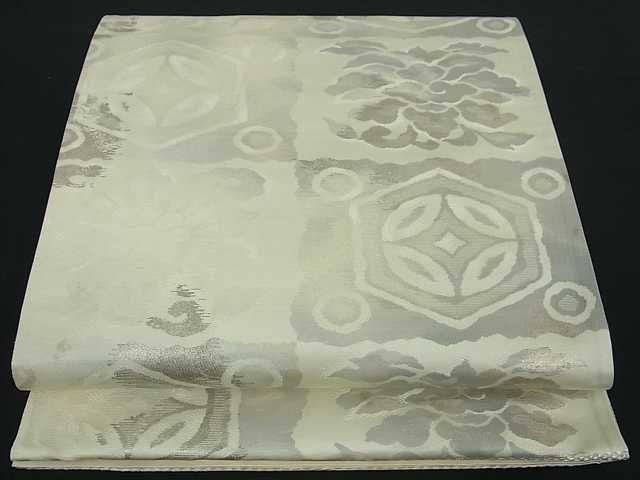 平和屋着物■六通柄袋帯 広裳錦 遠州七宝 銀糸 逸品 ud0327