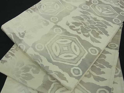 平和屋着物■六通柄袋帯 広裳錦 遠州七宝 銀糸 逸品 ud0327