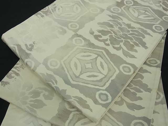 平和屋着物■六通柄袋帯 広裳錦 遠州七宝 銀糸 逸品 ud0327