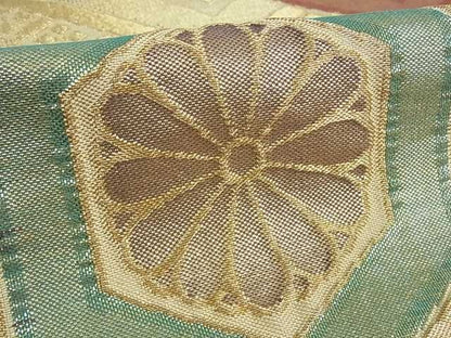 平和屋着物■佐賀錦 六通柄袋帯 亀甲花文 金糸 逸品 ud0334