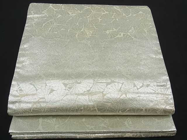 平和屋着物■六通柄袋帯 八雲綴 舞扇文 銀糸 逸品 ud0394