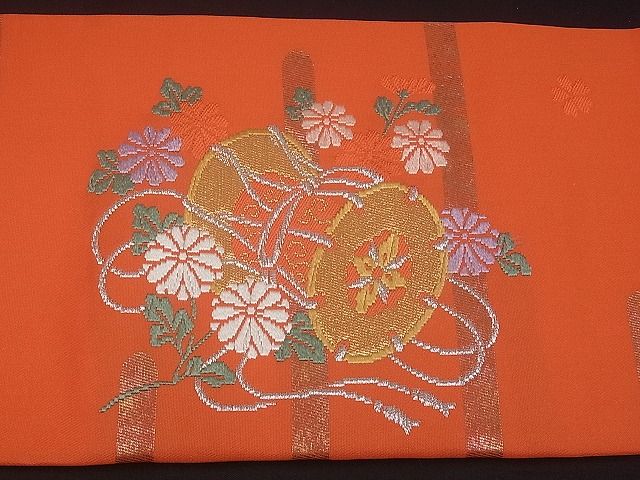 平和屋着物■九寸名古屋帯 楽器花文 金銀糸 逸品 ud0522