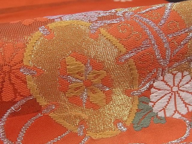 平和屋着物■九寸名古屋帯 楽器花文 金銀糸 逸品 ud0522