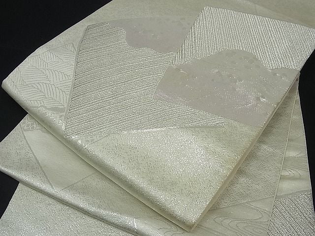 平和屋着物■六通柄袋帯 色紙重ね吉祥文 銀糸 逸品 ud0546
