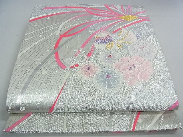平和屋着物■六通柄袋帯 鴛鴦花文 金銀糸 逸品 ud0866