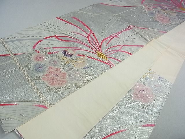 平和屋着物■六通柄袋帯 鴛鴦花文 金銀糸 逸品 ud0866