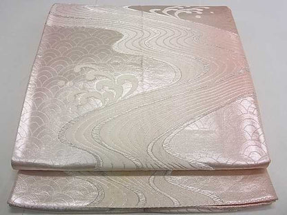平和屋着物■六通柄袋帯 流水青海波 銀糸 逸品 ud1941