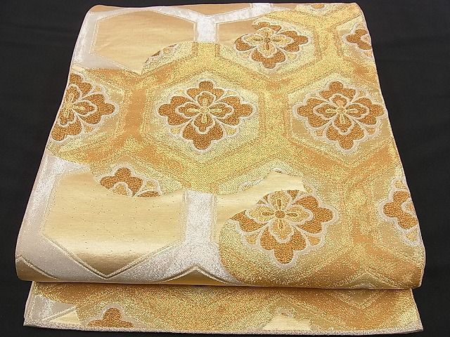 平和屋着物■六通柄袋帯 雲取り花菱亀甲文 金銀糸 逸品 n-ui0271