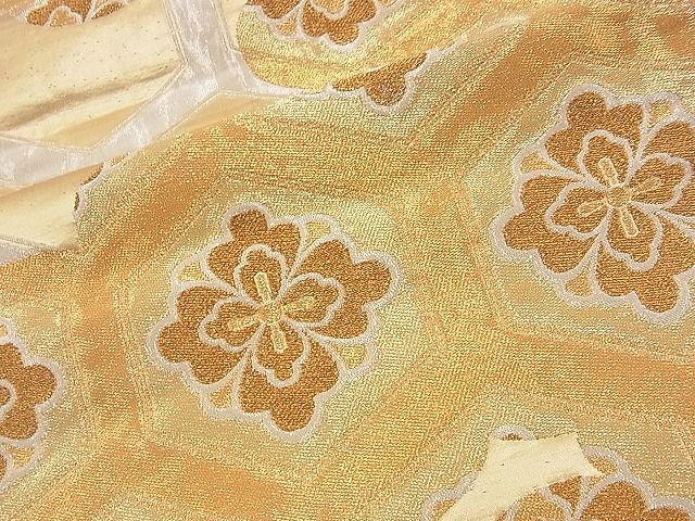 平和屋着物■六通柄袋帯 雲取り花菱亀甲文 金銀糸 逸品 n-ui0271