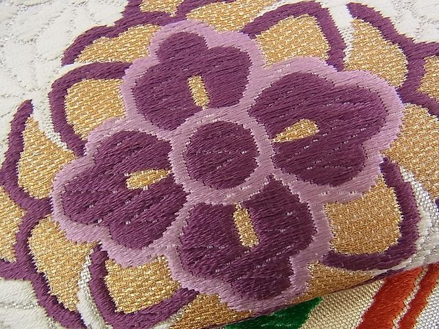 平和屋着物■六通柄袋帯 唐織 花菱文 銀糸 逸品 n-ui0278