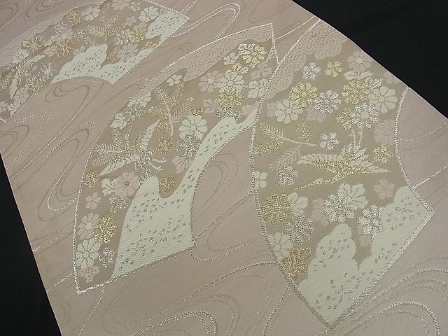 平和屋着物■西陣 六通柄袋帯 地紙流水花鳥文 金銀糸 逸品 ut2028