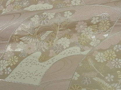 平和屋着物■西陣 六通柄袋帯 地紙流水花鳥文 金銀糸 逸品 ut2028
