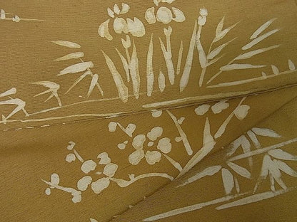 平和屋着物■上質な紬 草花文 逸品 ut2084