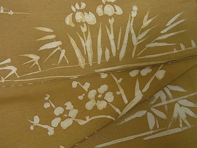 平和屋着物■上質な紬 草花文 逸品 ut2084