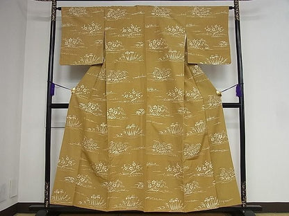 平和屋着物■上質な紬 草花文 逸品 ut2084