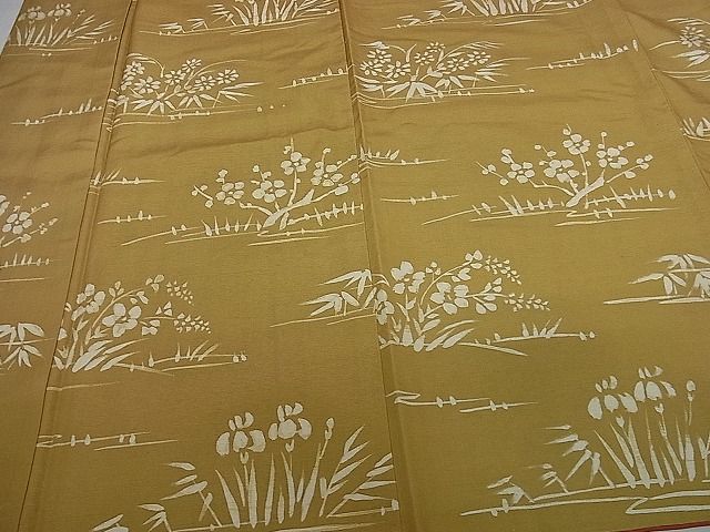 平和屋着物■上質な紬 草花文 逸品 ut2084