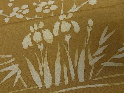 平和屋着物■上質な紬 草花文 逸品 ut2084