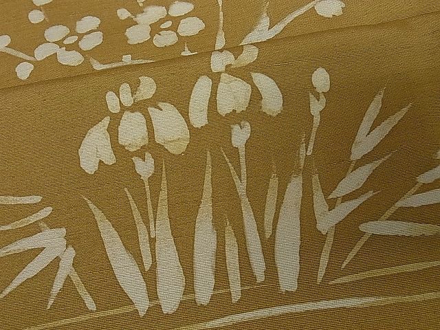 平和屋着物■上質な紬 草花文 逸品 ut2084