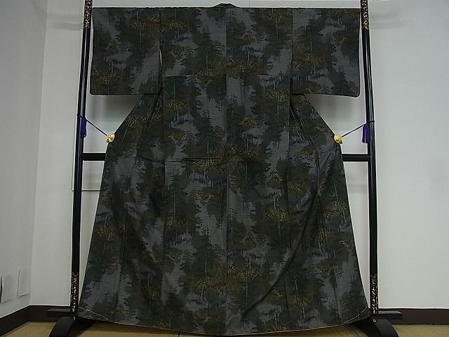 平和屋着物■上質な紬 樹林文 逸品 ut2506