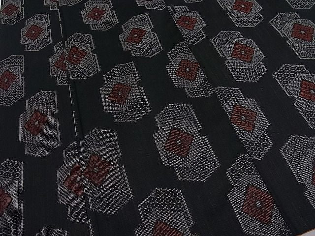 平和屋着物■上質なお召 亀甲重ね花文 逸品 ut3824
