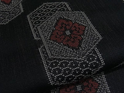平和屋着物■上質なお召 亀甲重ね花文 逸品 ut3824