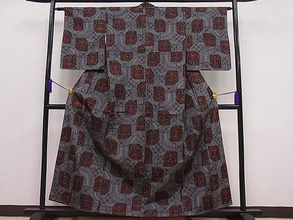 平和屋着物■上質な紬 吉祥花文 逸品 ut3993