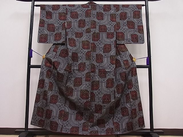 平和屋着物■上質な紬 吉祥花文 逸品 ut3993