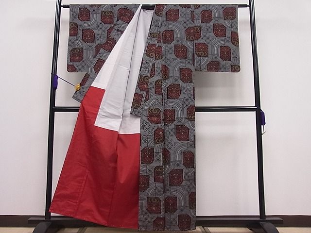 平和屋着物■上質な紬 吉祥花文 逸品 ut3993