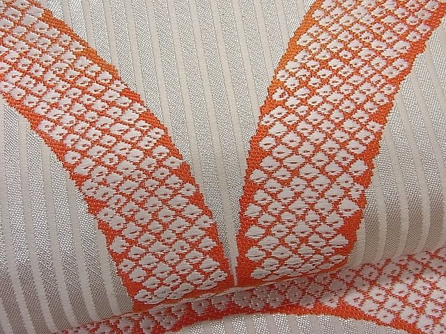 平和屋着物■六通柄袋帯 唐織 青海波鹿の子文 銀糸 逸品 ut4062