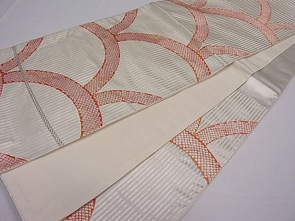 平和屋着物■六通柄袋帯 唐織 青海波鹿の子文 銀糸 逸品 ut4062