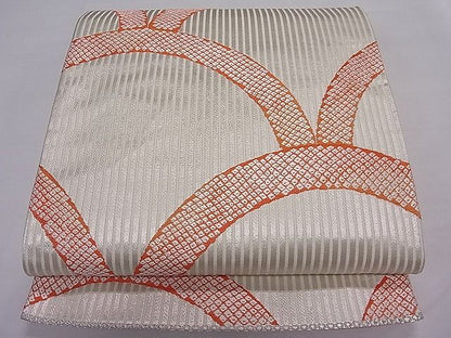 平和屋着物■六通柄袋帯 唐織 青海波鹿の子文 銀糸 逸品 ut4062