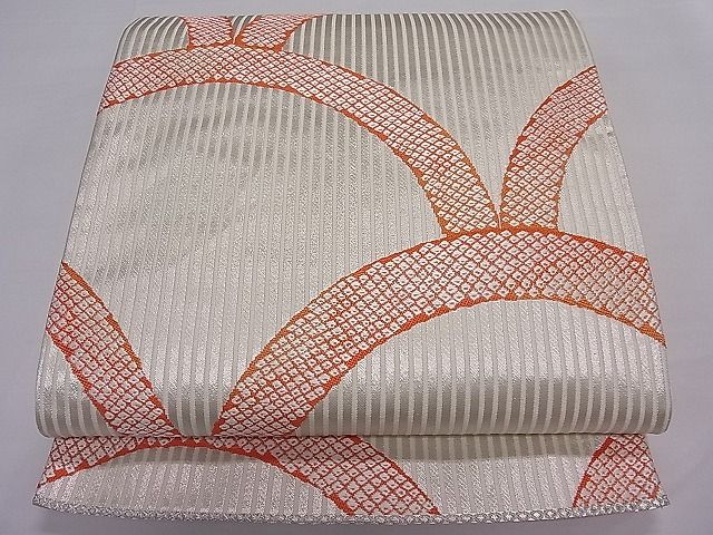 平和屋着物■六通柄袋帯 唐織 青海波鹿の子文 銀糸 逸品 ut4062