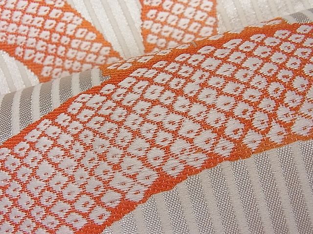 平和屋着物■六通柄袋帯 唐織 青海波鹿の子文 銀糸 逸品 ut4062