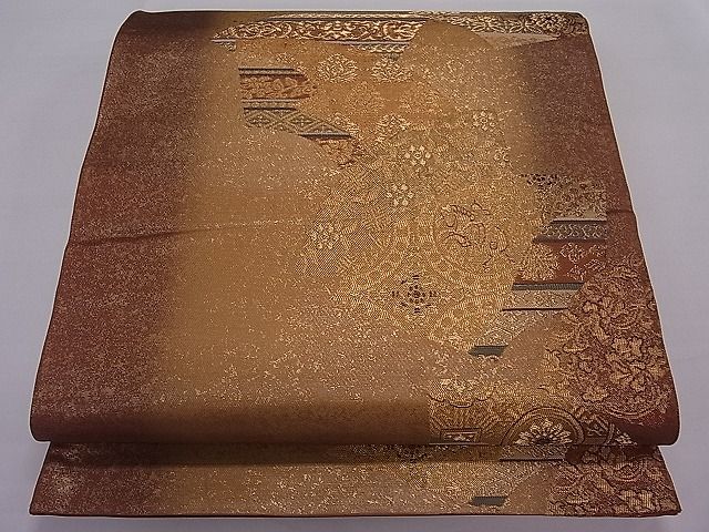 平和屋着物■六通柄袋帯 地紙吉祥花文 金糸 逸品 ut4064