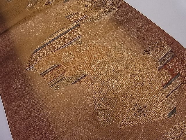 平和屋着物■六通柄袋帯 地紙吉祥花文 金糸 逸品 ut4064