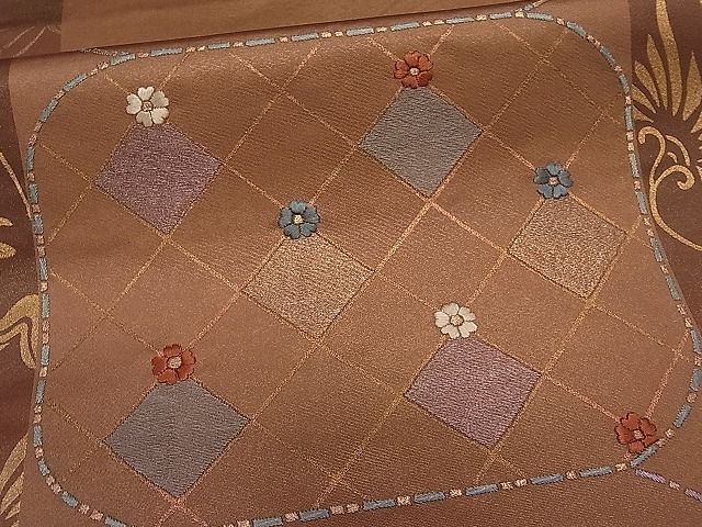 平和屋着物■太鼓柄袋帯 刺繍 花唐草間道 金彩 逸品 ut4068