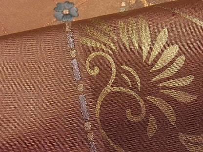平和屋着物■太鼓柄袋帯 刺繍 花唐草間道 金彩 逸品 ut4068