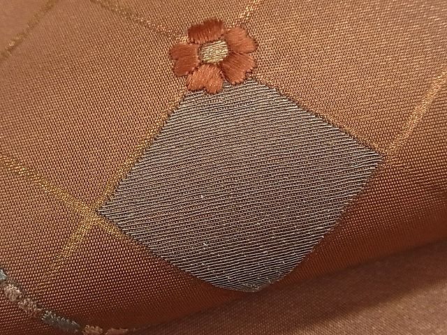 平和屋着物■太鼓柄袋帯 刺繍 花唐草間道 金彩 逸品 ut4068
