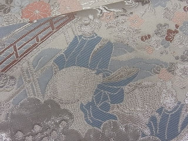 平和屋着物■六通柄袋帯 雲取り人物花文 銀糸 逸品 ut4069
