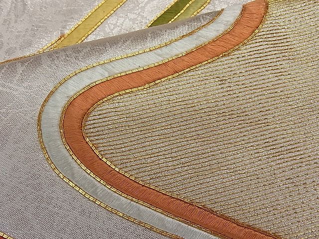 平和屋着物■袋帯 総刺繍 駒刺繍 流水文 逸品 ut4125