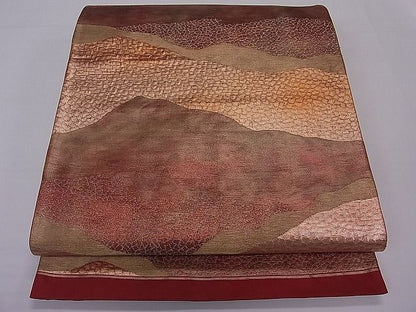 平和屋着物■六通柄袋帯 遠山文 金糸 逸品 ut4146