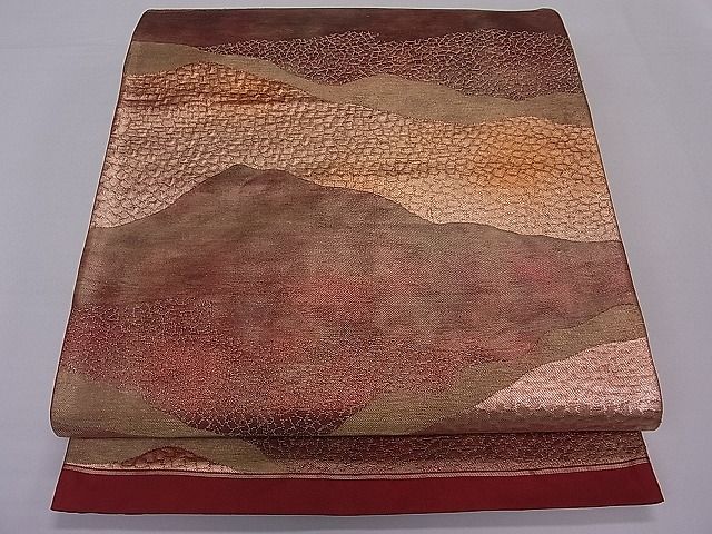平和屋着物■六通柄袋帯 遠山文 金糸 逸品 ut4146