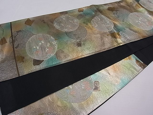 平和屋着物■六通柄袋帯 鴛鴦流水丸文 金銀糸 逸品 ut4163