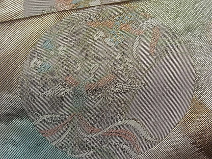 平和屋着物■六通柄袋帯 鴛鴦流水丸文 金銀糸 逸品 ut4163