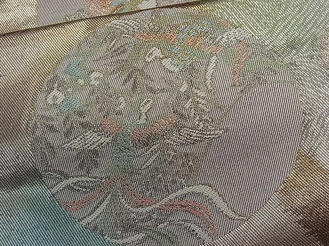 平和屋着物■六通柄袋帯 鴛鴦流水丸文 金銀糸 逸品 ut4163